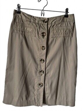 Jacob Button-Front Khaki Midi Skirt